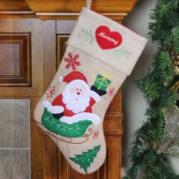 Santa In Sleigh Personalized Stocking | Custom Embroidered Stockings