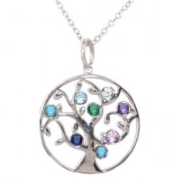 Personalized Family Tree Pendants | Family Tree Birthstone Necklace | Custom Swarovski Crystal Necklaces