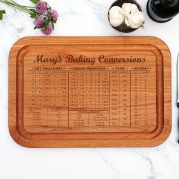 Baking Conversions Personalized Alder Cutting Board | Engraved Baking Cutting Board