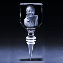 3D Photo Engraved Crystal Wine Stopper - Rectangle