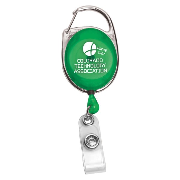 Retractable Style Badge Reel & Metal Carabiner with Logo