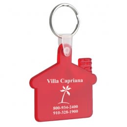 Soft Squeezable Key Tag - House Shaped - Translucent Red