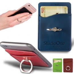 Leatherette Custom Cell Phone Wallet and Ring Holder Stand