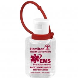 Custom 2 oz Attachable Hand Sanitizer - Red