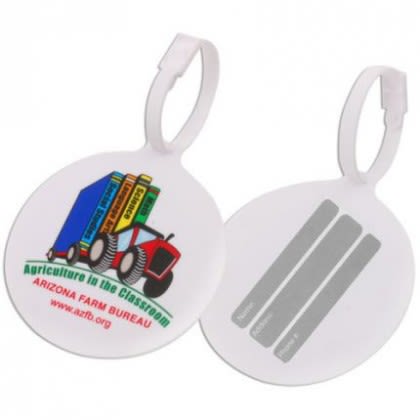 Full Color Logo Circle Luggage Tag- front and back view