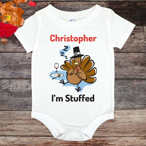 Fall Themed Baby Outfit with Name | Custom Jumpsuit for Infant Thanksgiving