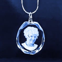 Personalized 2D Photo Crystal Oval Pendant