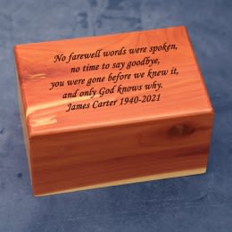 Personalized Medium Cedar Box Memorial Urns | Personalized Memorial Gifts