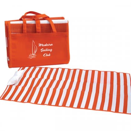 Custom Beach Mats with Your Logo - Orange/White