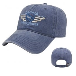 Promotional Logo Washed Pigment Dyed Cap - Navy