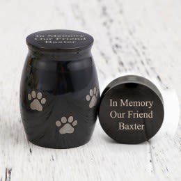 Black Paw Print Personalized Mini Pet Memorial Urn | Pet Memorials