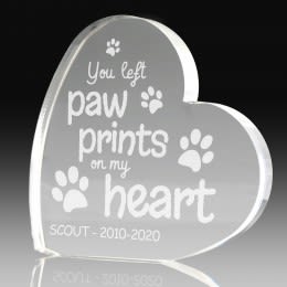 Pawprints on My Heart Pet Memorial Plaque | Personalized Memorial to Honor Pet