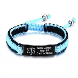 Engraved Paracord Medical ID Bracelet | Custom Medical Alert Jewelry | Adjustable Medical Bracelet