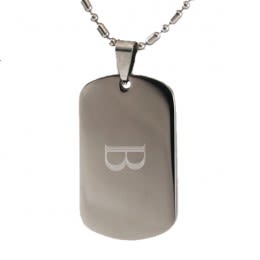 Stainless Steel Rounded Dog Tag with Initial