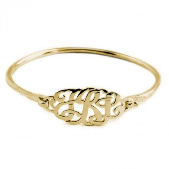 14k Solid Yellow Gold Personalized Gold Monogram Bracelet 