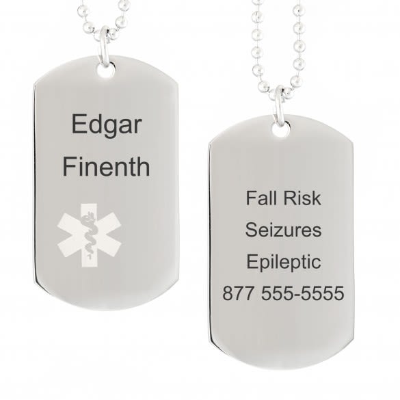 Engraved Medical Alert Dog Tag with Mini Symbol