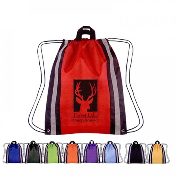 Large Reflective Sport Backpack Custom Drawstring Backpacks