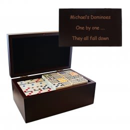 92 Piece Personalized Domino Gift Set | Custom Engraved Domino Gift Box Sets - Engraved Text 