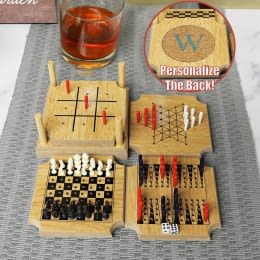 Personalized 4 in 1 Game Coaster Set | Unique Wooden Board Game Gifts