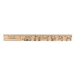 Promotional 12 Clear Lacquer Wood Ruler - English Scale