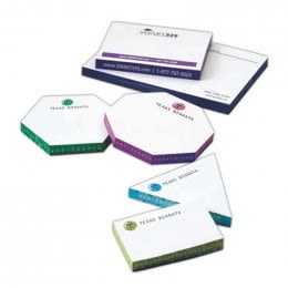 Thin Sticky Note Hexagon Pads - 4" x 3" Promotional Custom Imprinted With Logo