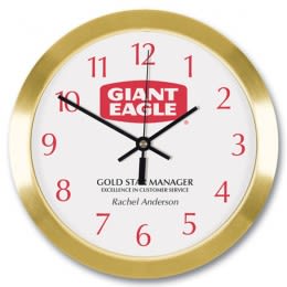 Metal Wall Clock 10&quot; Diameter Gold Tone Case