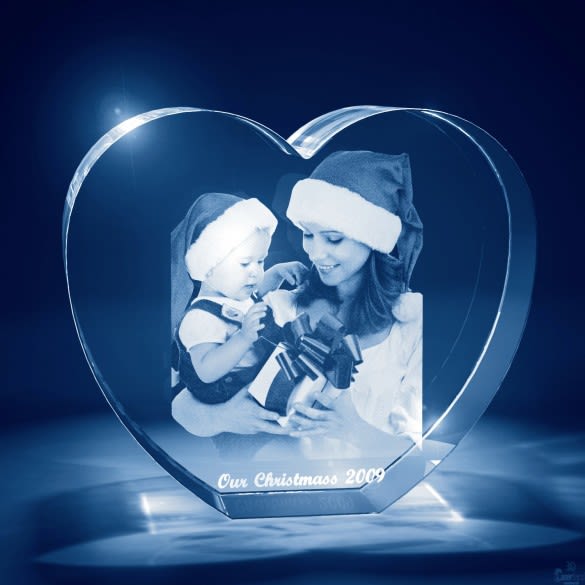 3D Engraved Photo Crystal Heart