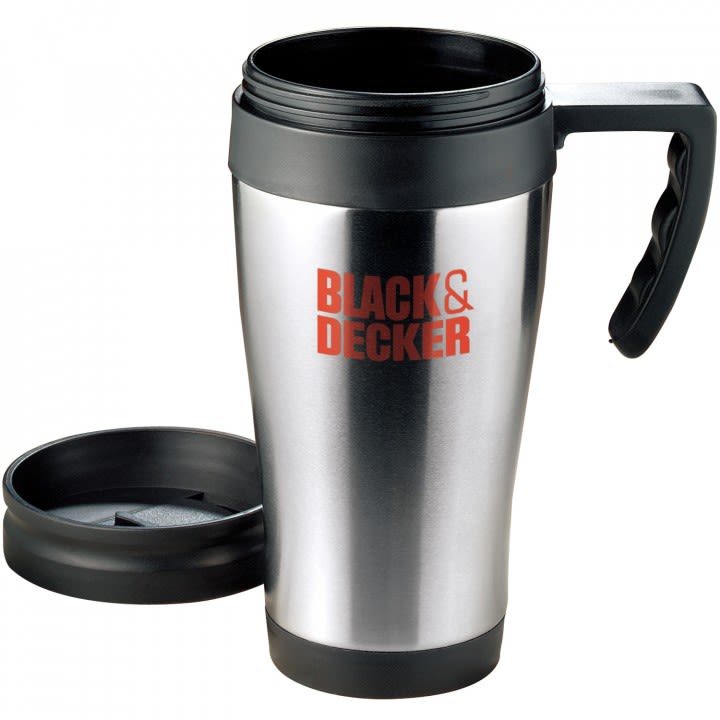 Stainless steel thermo mug - white | mugs with logo printed as promotional  items