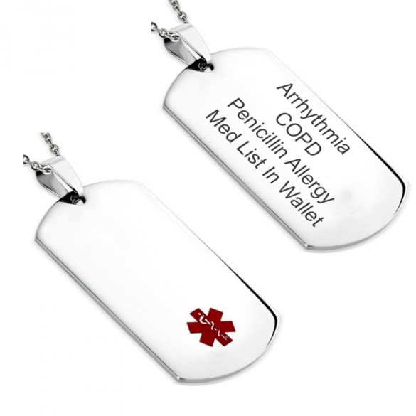 Dog Tag Medical Alert Necklace Stainless Steel Medical, 45% OFF