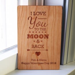 I Love You To The Moon & Back Personalized Wood Card