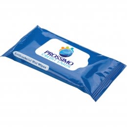 Blue Custom Antibacterial Wet Wipes | Custom Printed Non-Alcohol Hand Wipes