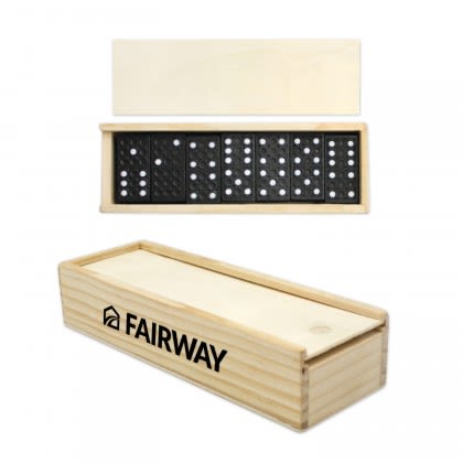 Custom Logo Dominoes in Wood Box 