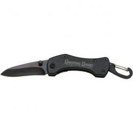 Engraved Wolverine Black Pocket Knife