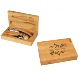 Logo Engraved Bamboo Wine 2 Tool Set 