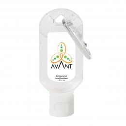 Custom 1.8 Oz Hand Sanitizer with Carabiner - White