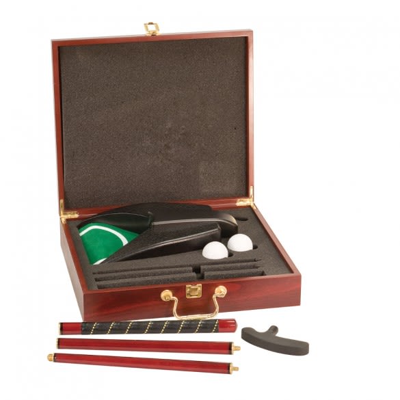 Customized Indoor Putting Game Sets | Executive Golf Set in Rosewood Box