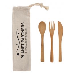 3 Piece Bamboo Travel Utensil Set | Personalized Utensil Sets