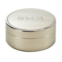 Beaded Edge Round Monogram Jewelry Box