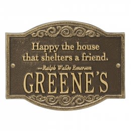 Happy The House Emerson Quote Personalized House Plaque