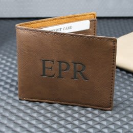 Personalized Soft Brown Leatherette Wallet | Engraved & Imprinted Wallet Gifts