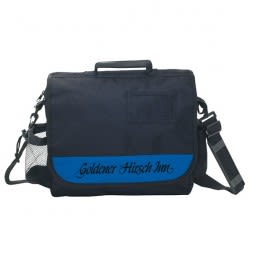 Thin Business Messenger Bag- Black with royal