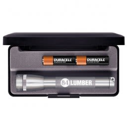 Mag-Lite engraved promotional mini flashlight with AA batteries in box - Gray