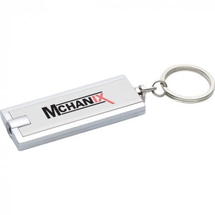 Promotional squeeze light with metal split key ring and LED bulb - Silver