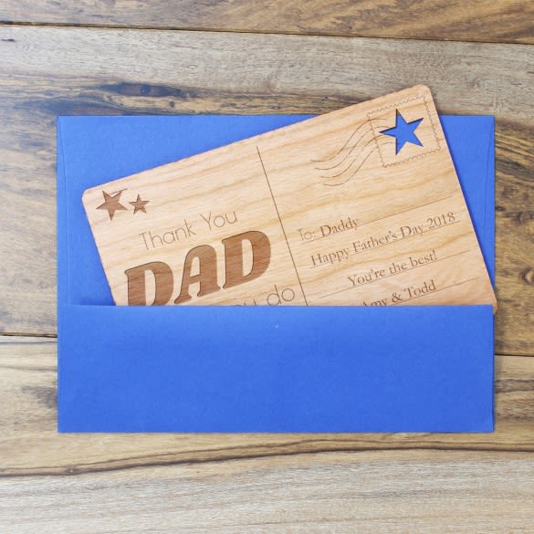 Thank You Dad Wood Carved Father's Day Postcard