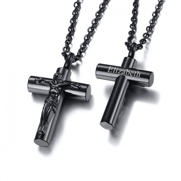 Personalized Crucifix Memorial Urn Pendant