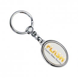 Die Cast Metal  Domed Key Tag - Oval Promotional Custom Imprinted With Logo