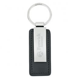 Leatherette Key Tag with Engraving Silver with Black