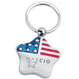 American Flag Curved Star Keychain w/ Logo