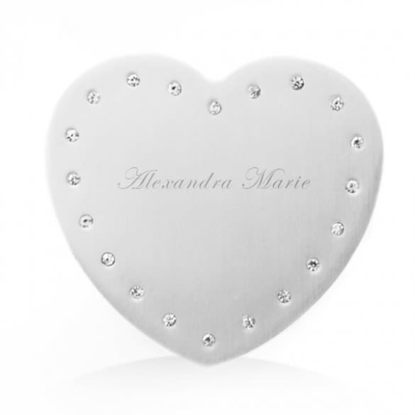 Engraved Heart Jewelry Box with Crystals