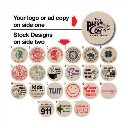 Wooden Nickel Promotional Custom Imprinted With Logo